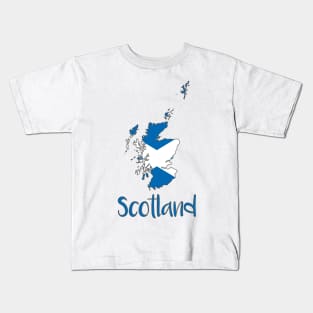 Scotland Saltire Map Typography Design Kids T-Shirt